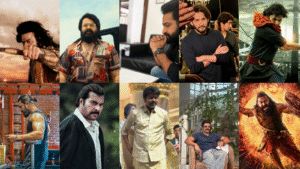 Top South Indian Cinema actors and scenes from blockbuster movies of 2025 showcasing South Indian Cinema Box Office hits.